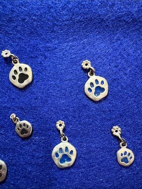 Silver Paw Charms for Small Pets Collar - Silver or Charm Bracelet